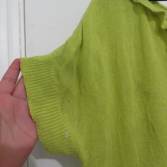 MOTH Antrhopologie Womens Sz M Green Knit Short Sleeve Top Bow Tie Back Linen - Picture 5 of 9